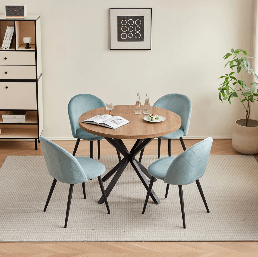 Chaise de réunion style nordique en velours | SET DE 4 PIÈCES