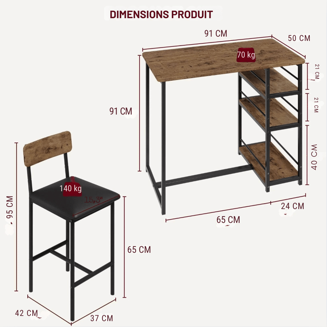 Table de Cafétéria 2 personnes