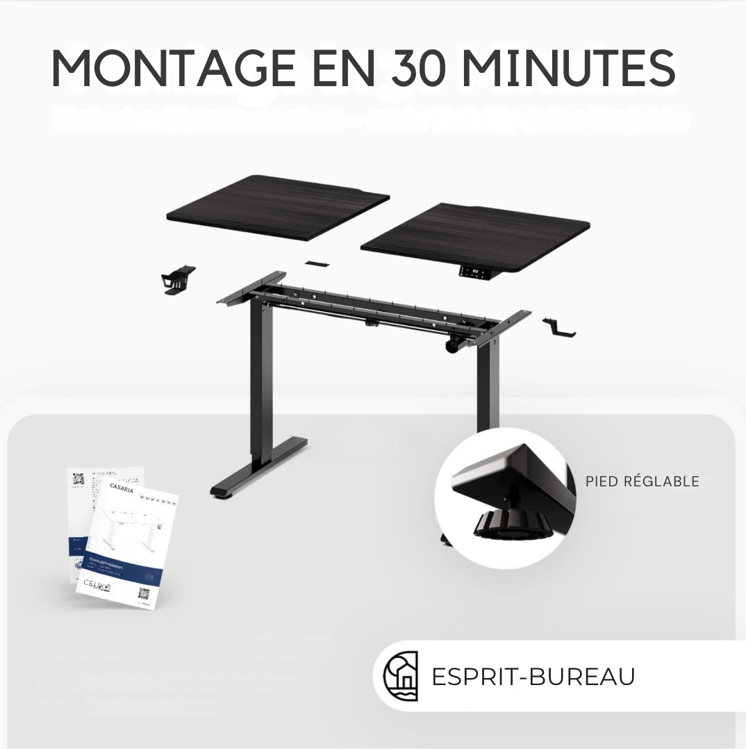 Bureau assis debout couleur ébène 110 cm