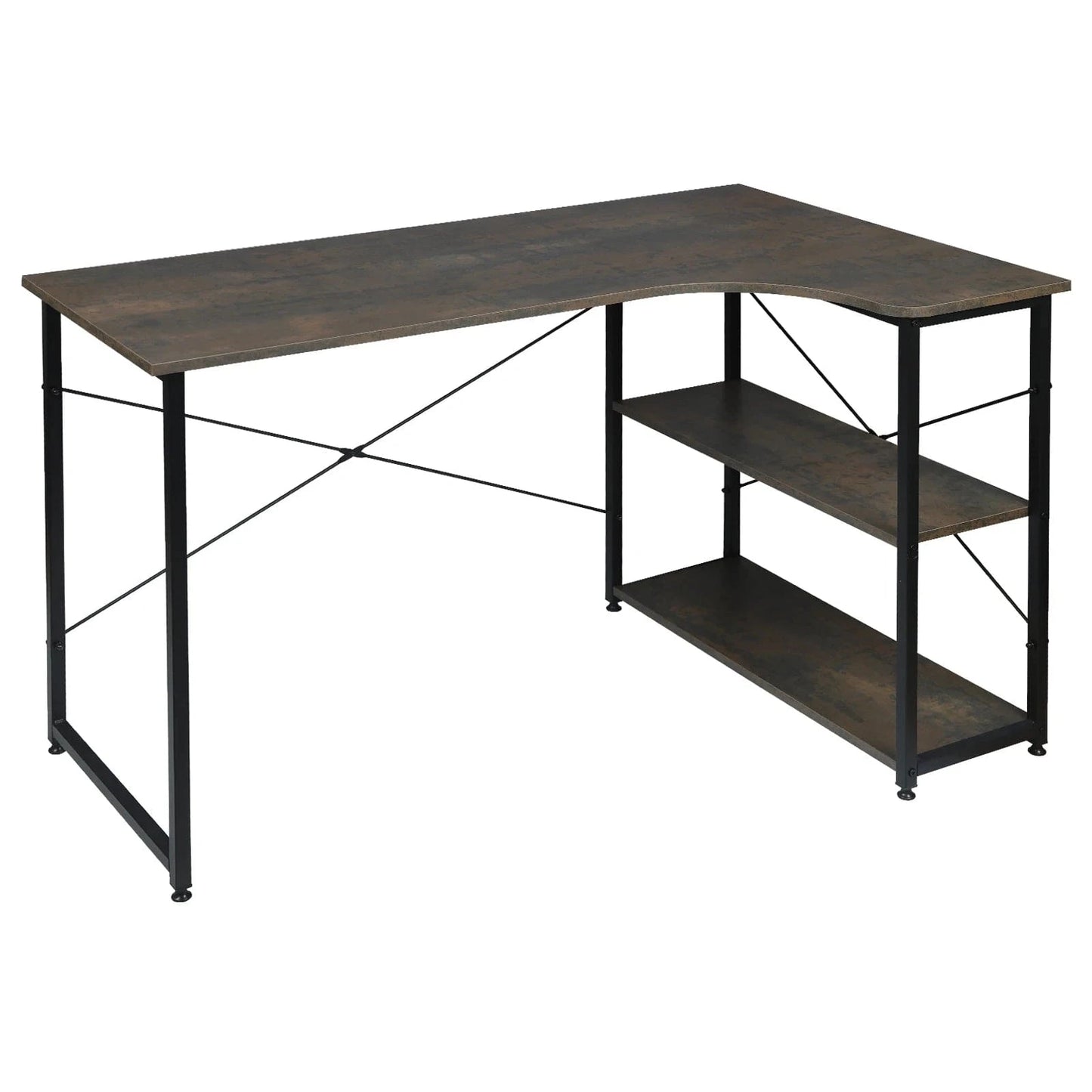 Bureau scandinave métal noir et bois étagère