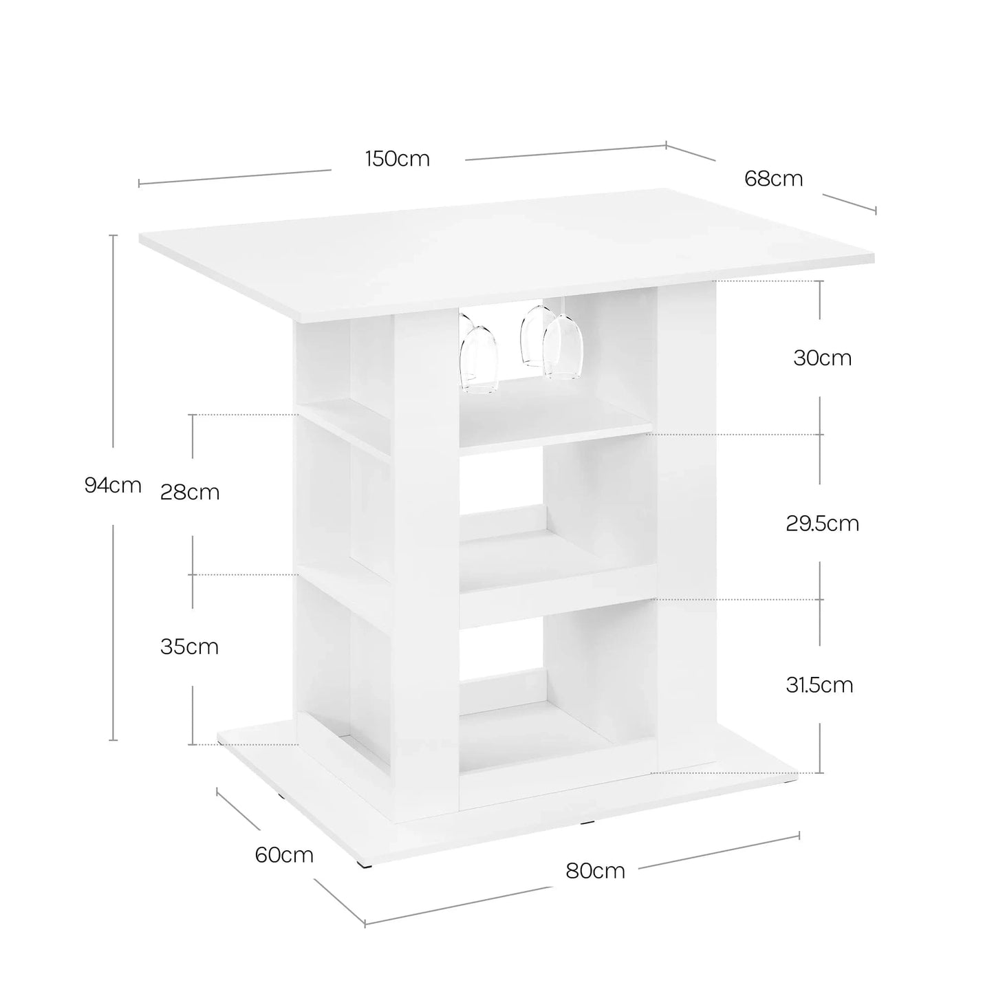 Table haute scandinave blanche