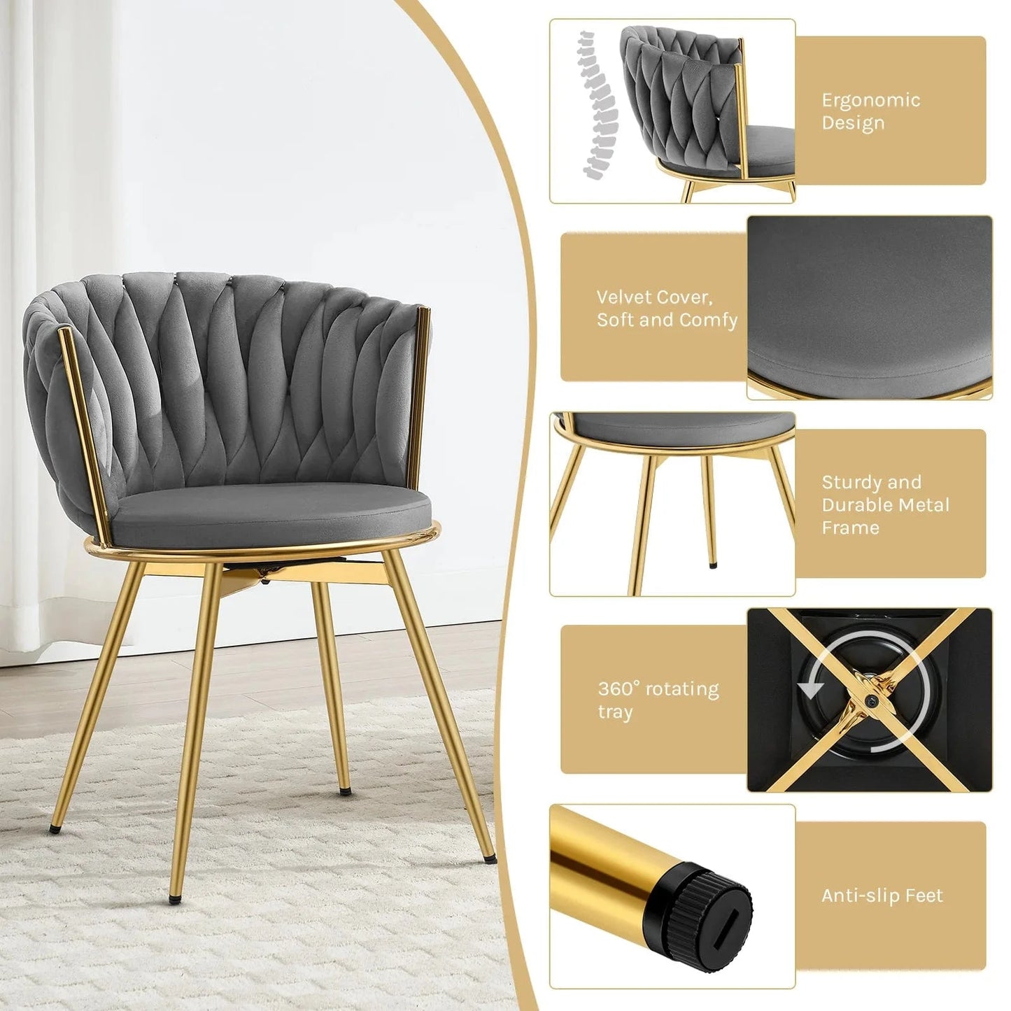 Chaise espace accueil design luxe | SET 2 PIÈCES
