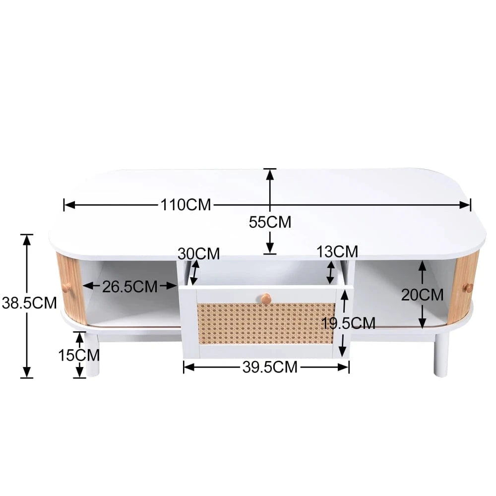 Table basse design scandinave avec cannage