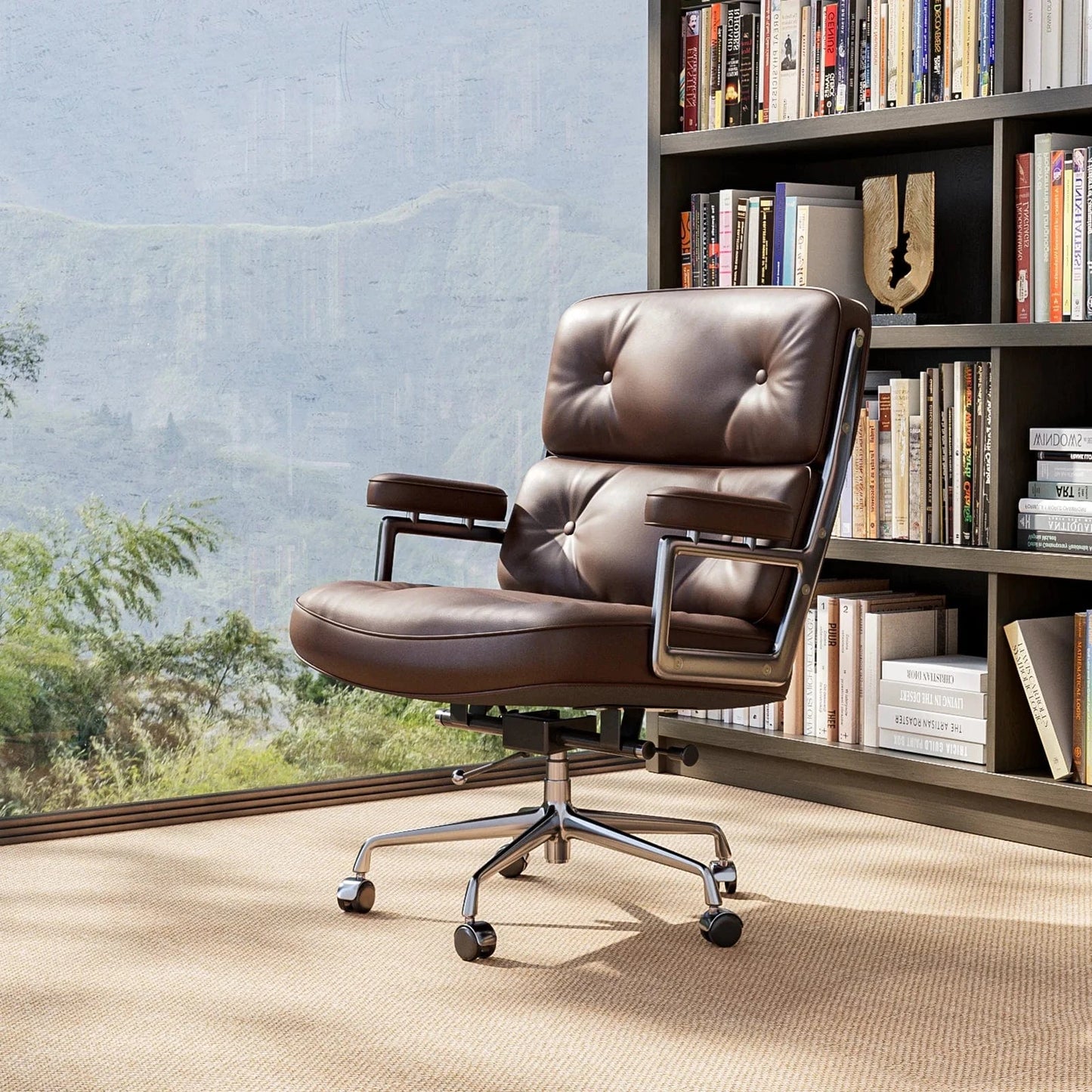 Chaise de bureau en cuir vintage