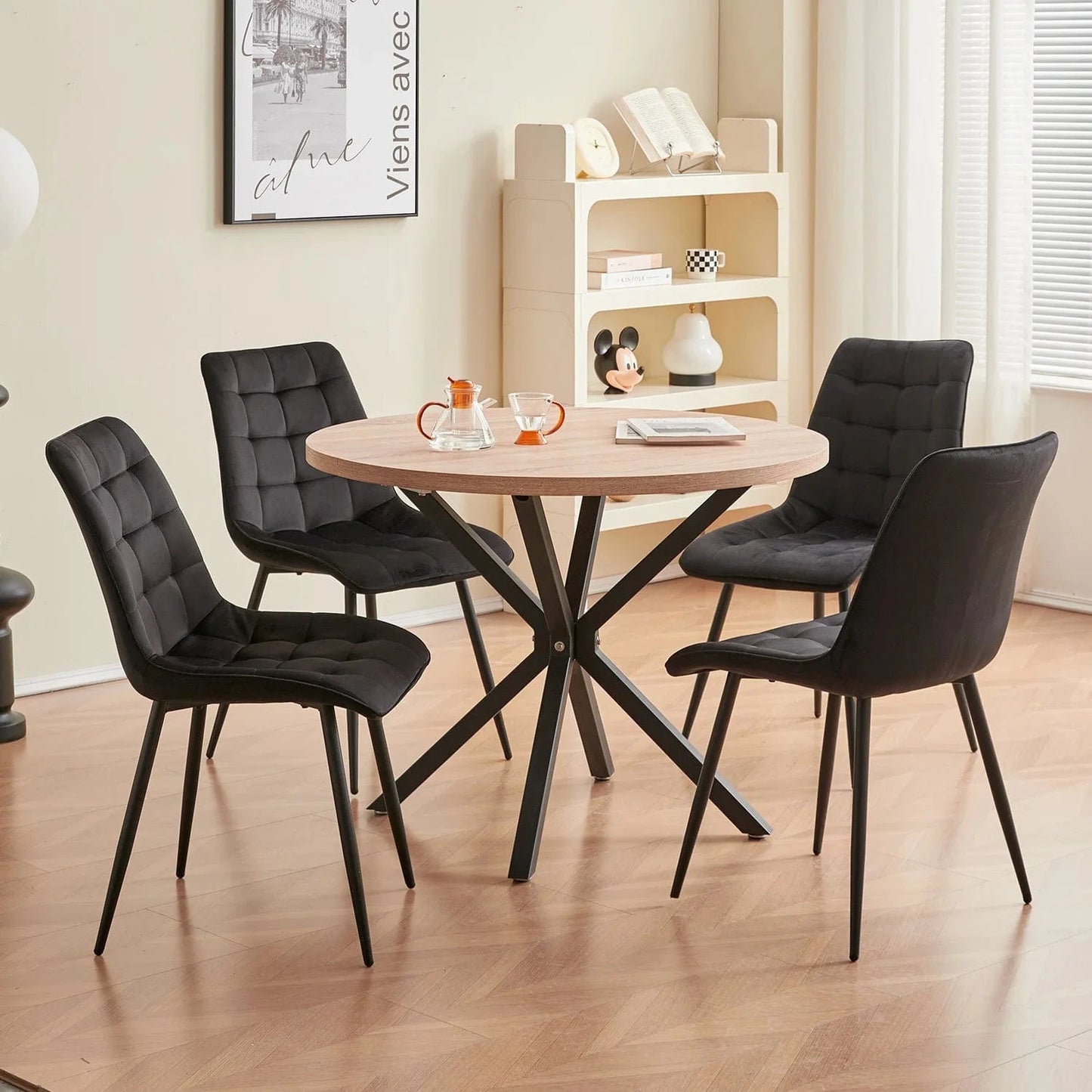 Chaise de réunion en velours | SET DE 4 PIÈCES