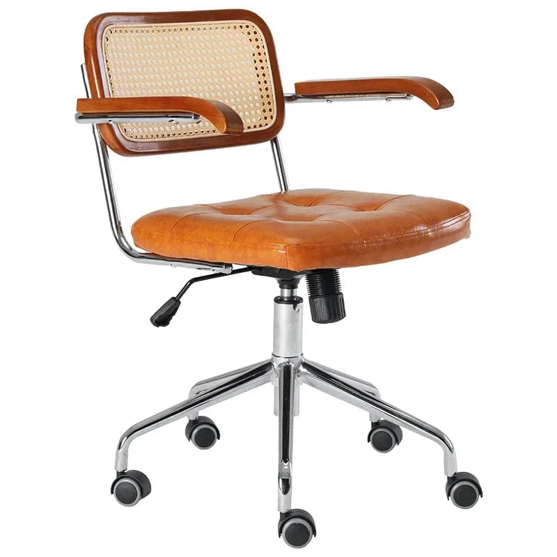 Chaise cuir et bois vintage
