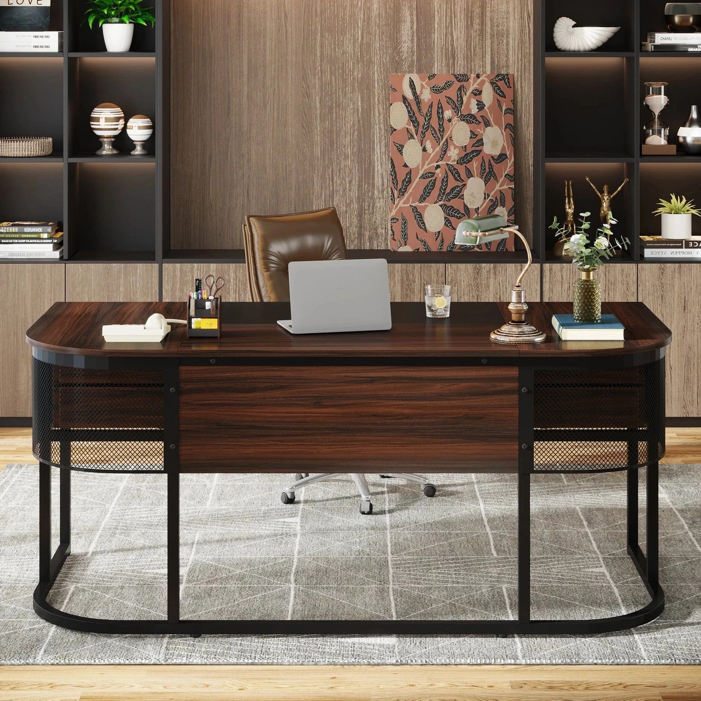 Bureau bois et noir 4 tiroirs