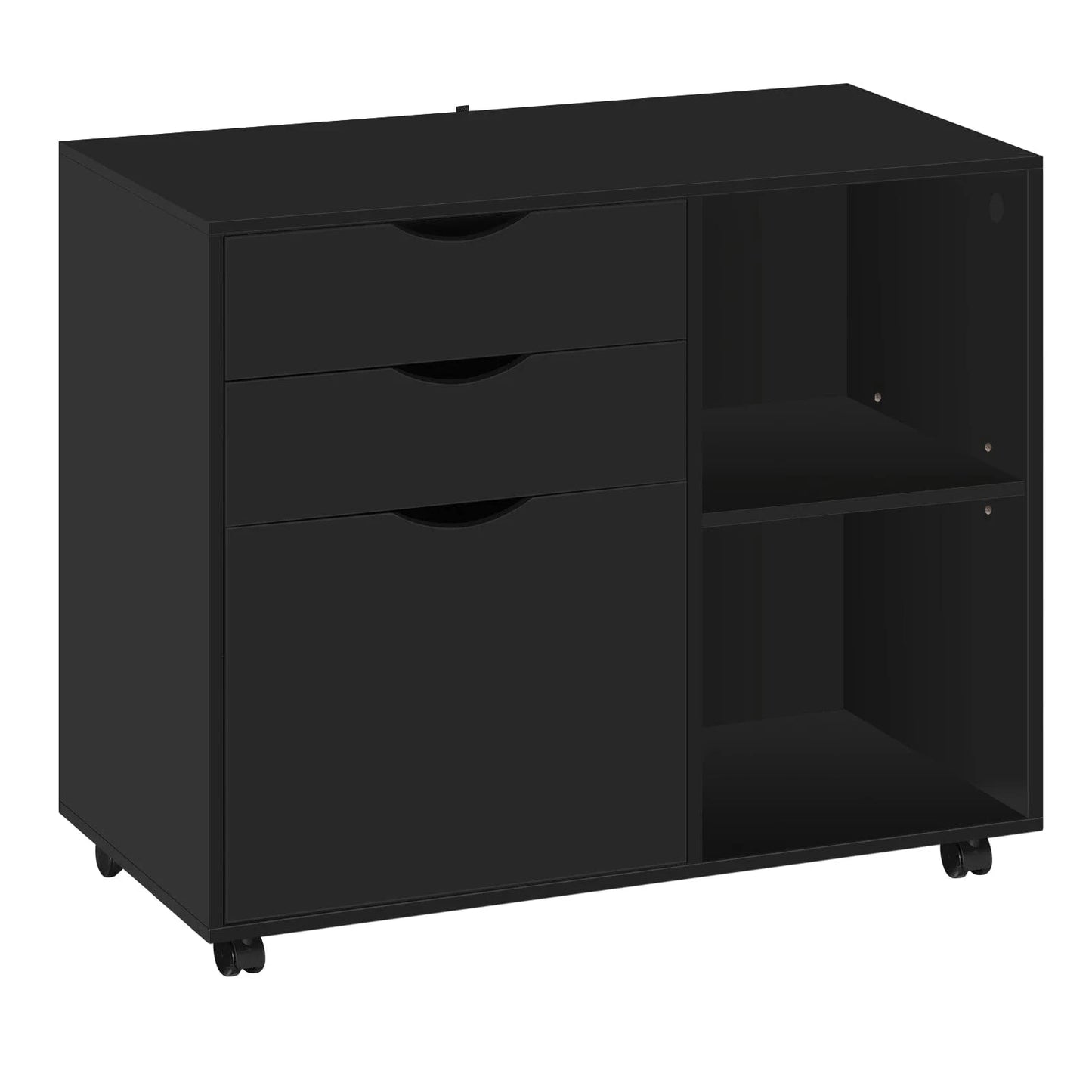Caisson bureau à roulette en bois rustique
