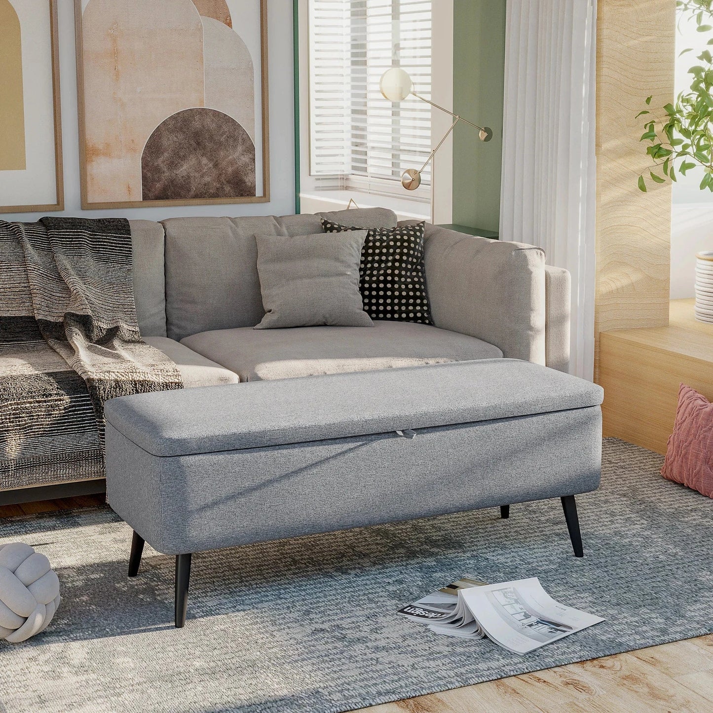 Banc coffre de rangement design scandinave