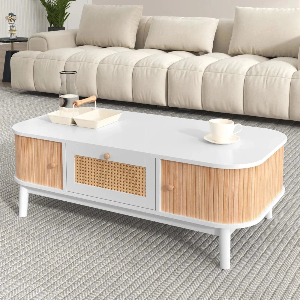Table basse design scandinave avec cannage