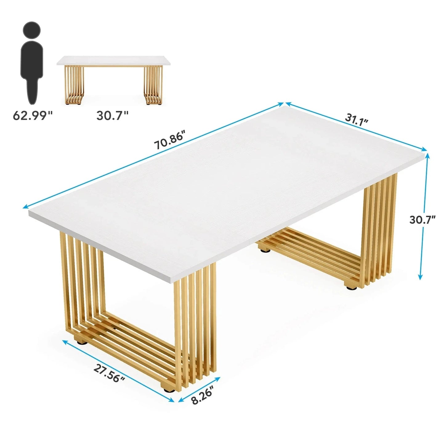 Bureau blanc et doré