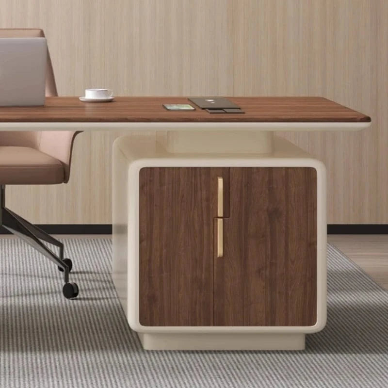 Bureau scandinave blanc et bois massif