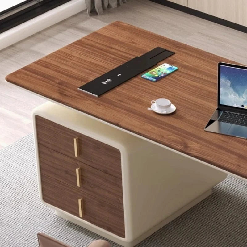 Bureau scandinave blanc et bois massif