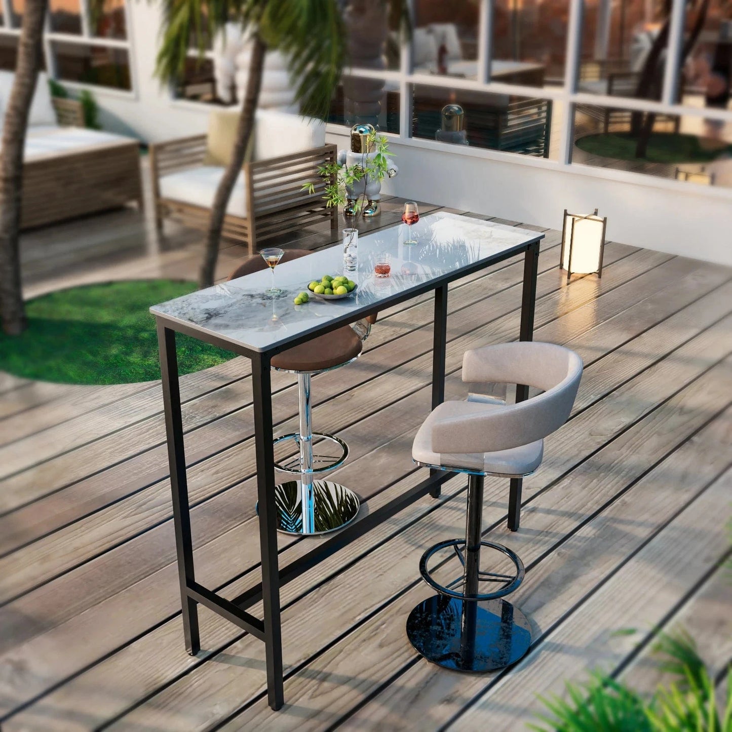 Table haute marbre blanc