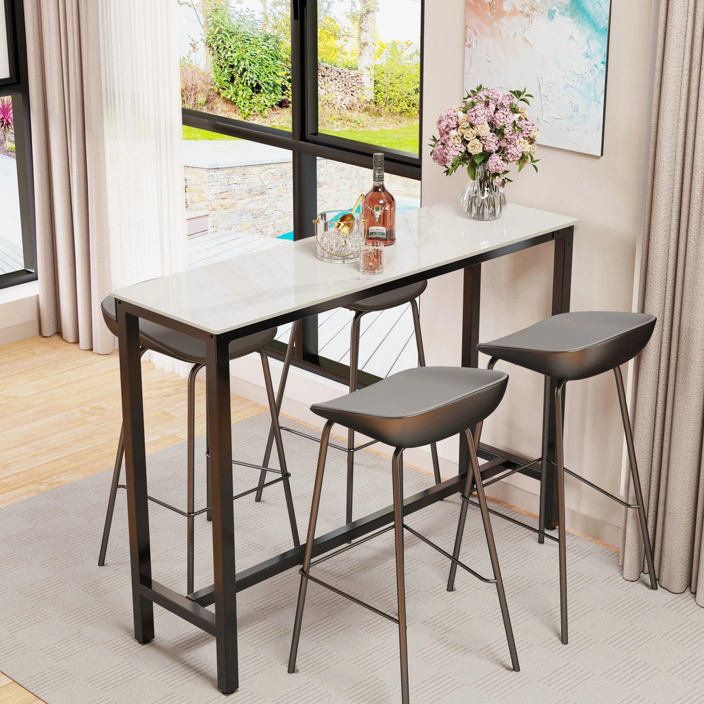 Table haute marbre blanc