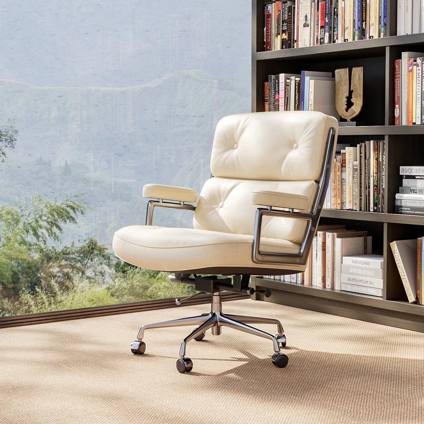 Chaise de bureau en cuir vintage