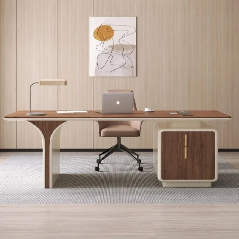 Bureau scandinave blanc et bois massif