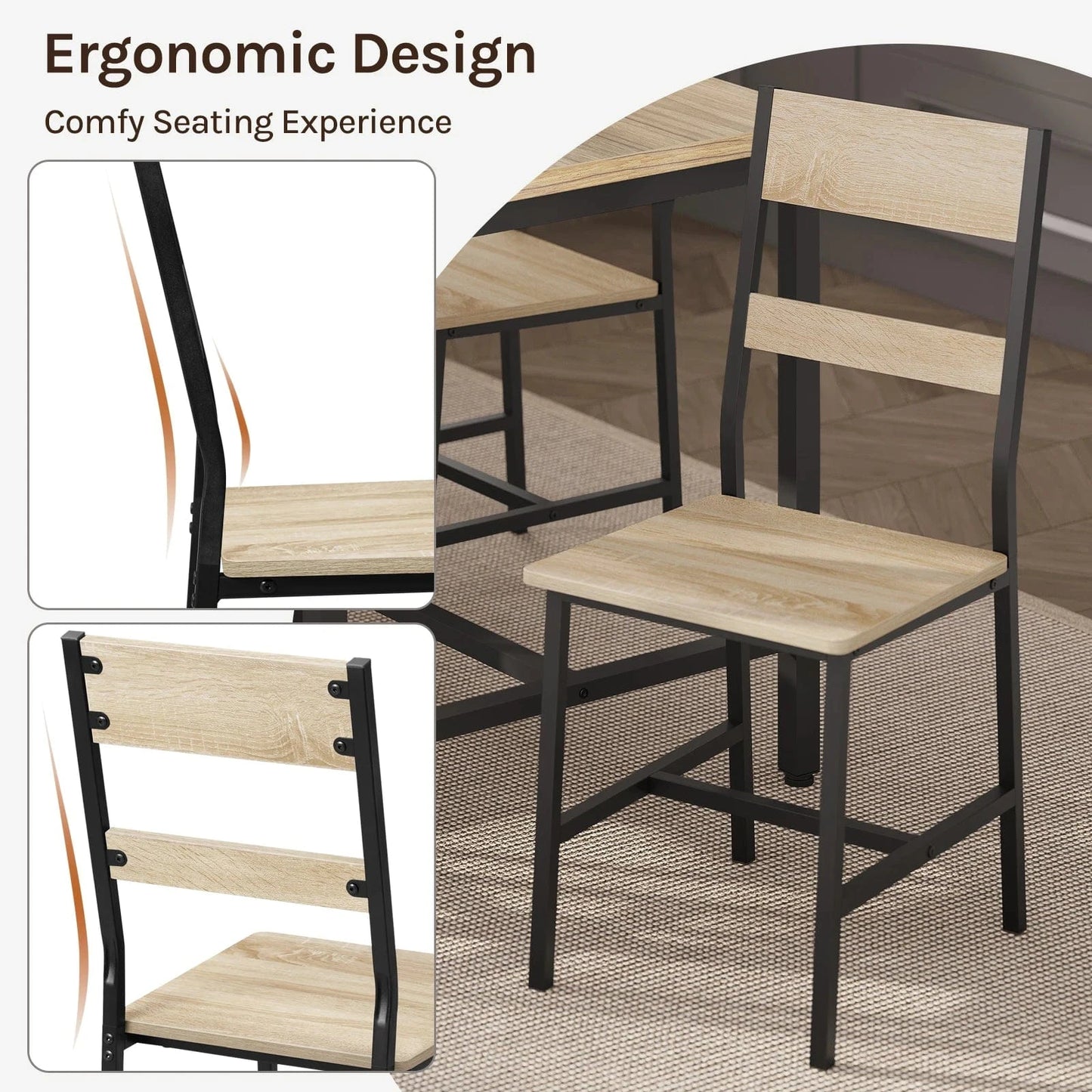 Chaise style industriel bois métal | SET 2 À 4 PIÈCES