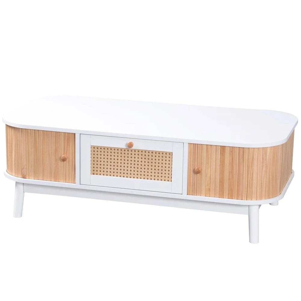 Table basse design scandinave avec cannage