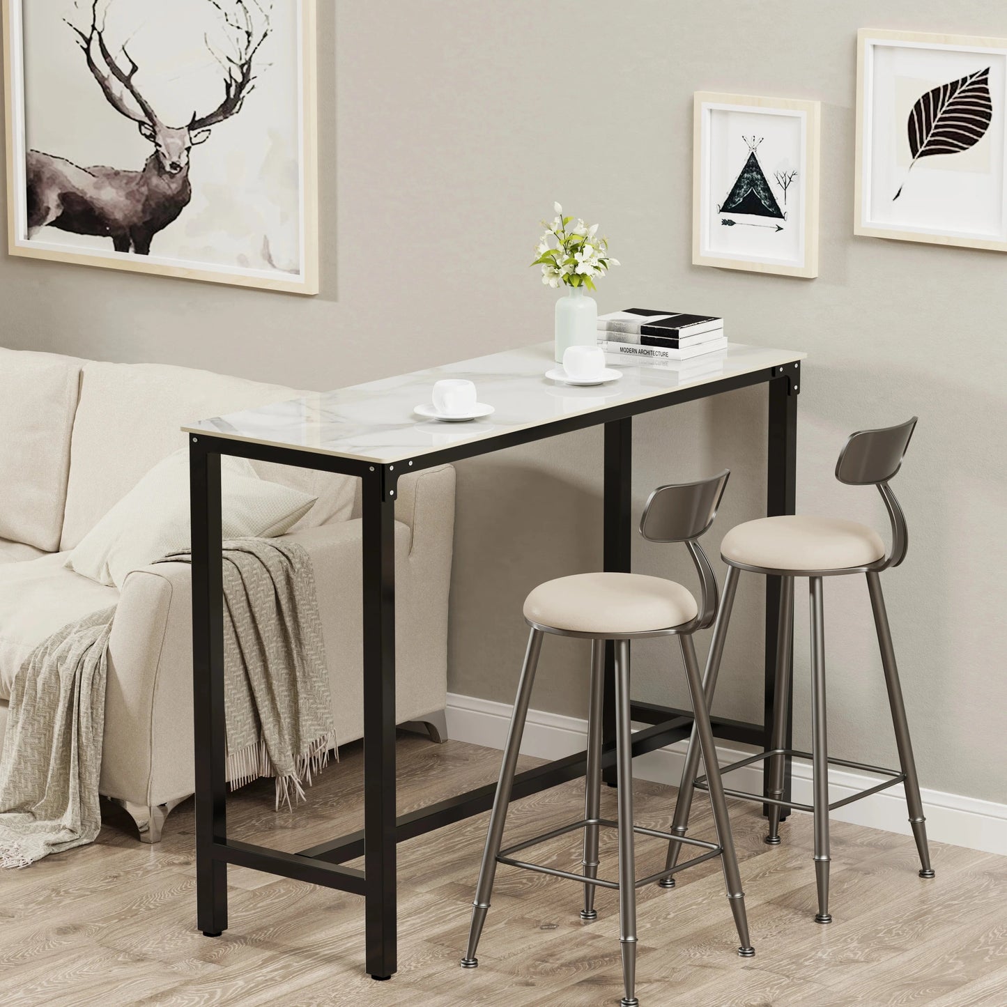 Table haute marbre blanc