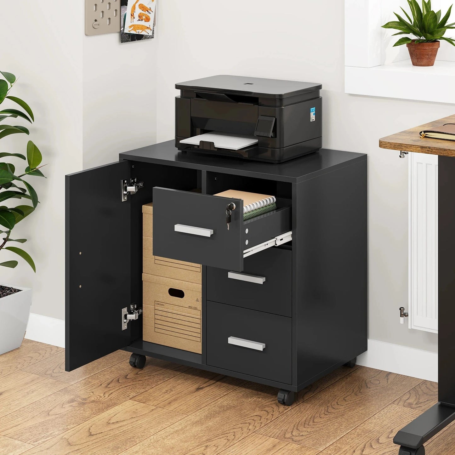 Gros caisson de bureau noir 3 tiroirs