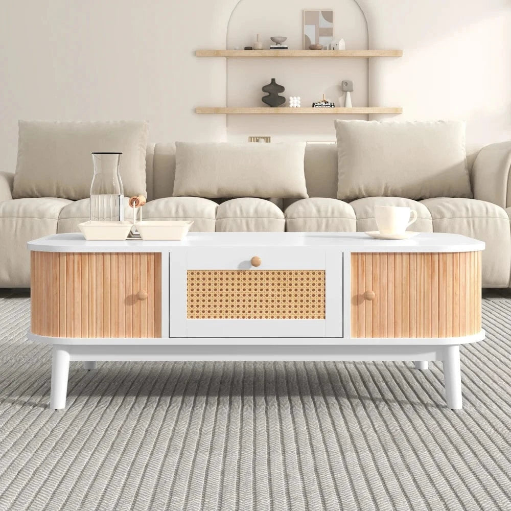 Table basse design scandinave avec cannage