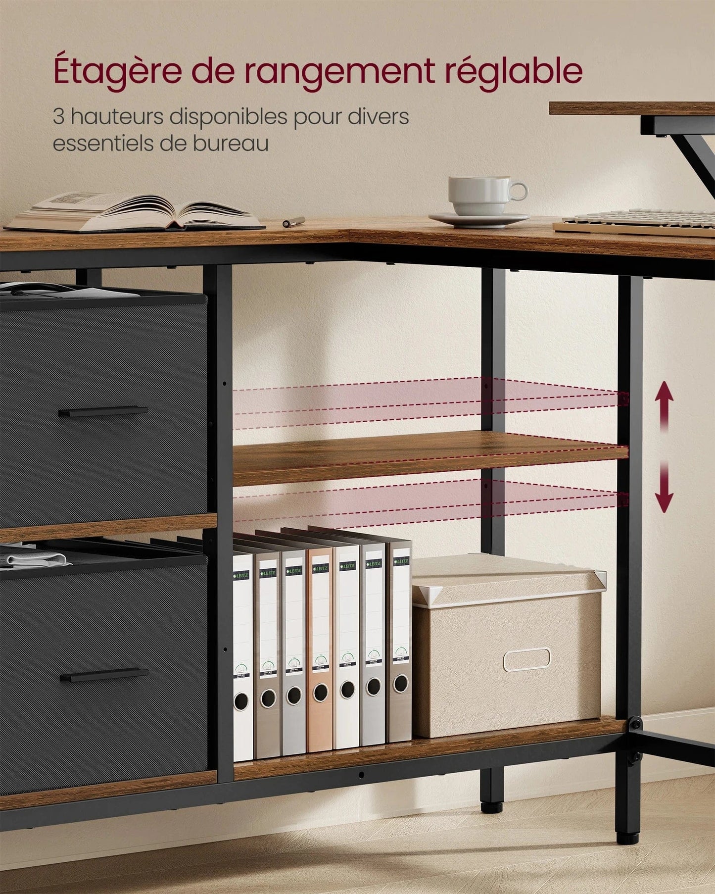 Bureau en l avec rangement