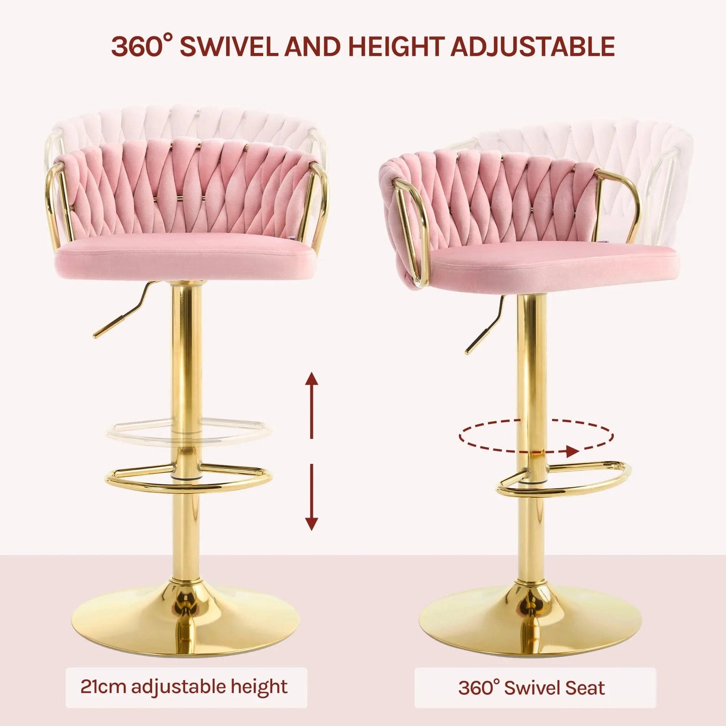 Chaise haute bureau en Velours | SET 2 PIÈCES