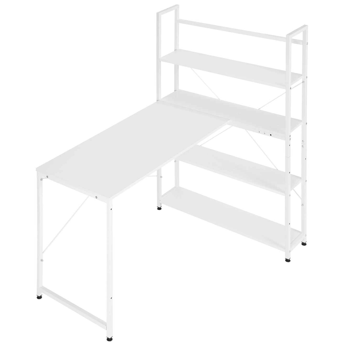 Bureau blanc équipé d'une étagère