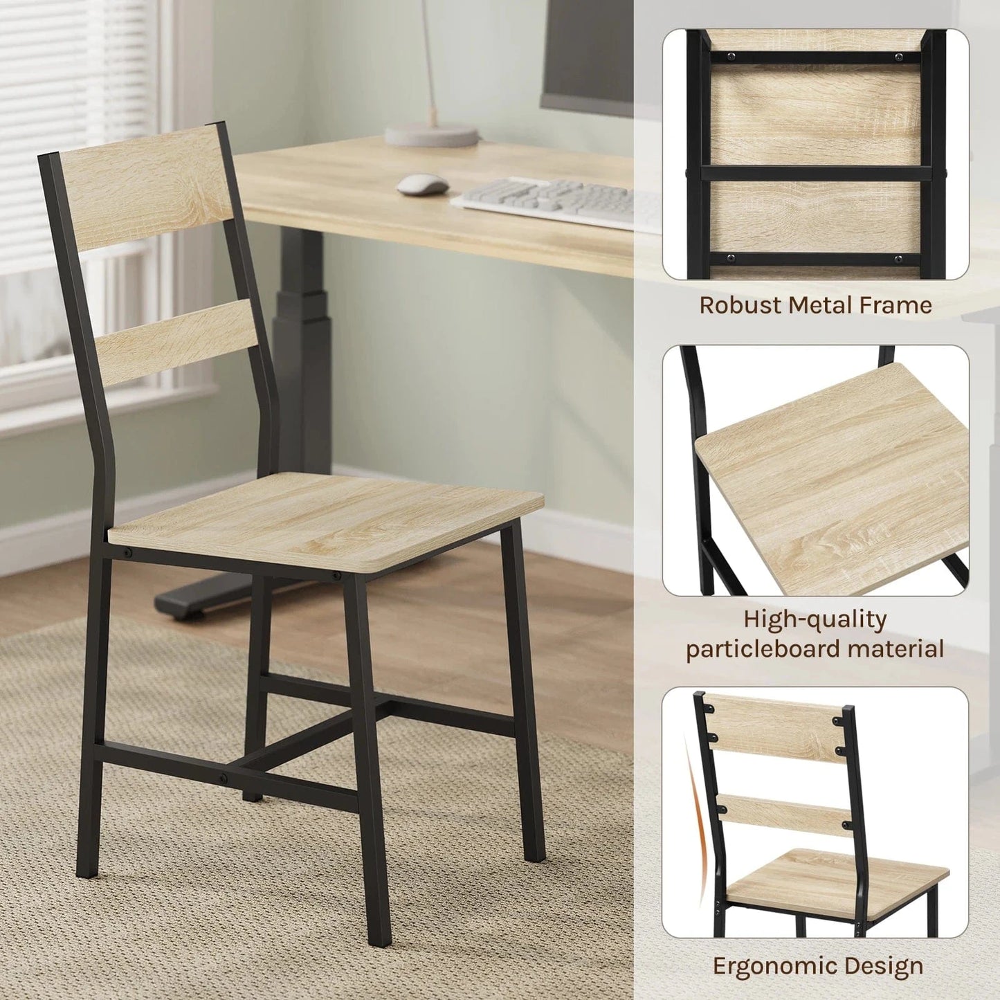 Chaise style industriel bois métal | SET 2 À 4 PIÈCES