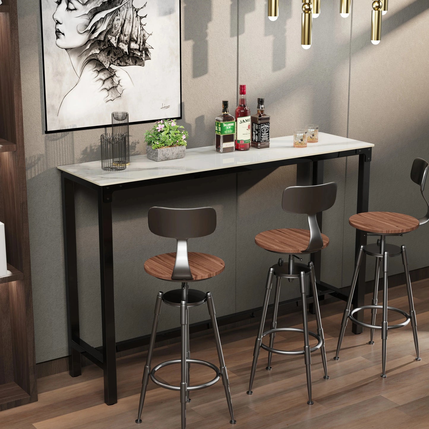 Table haute marbre blanc