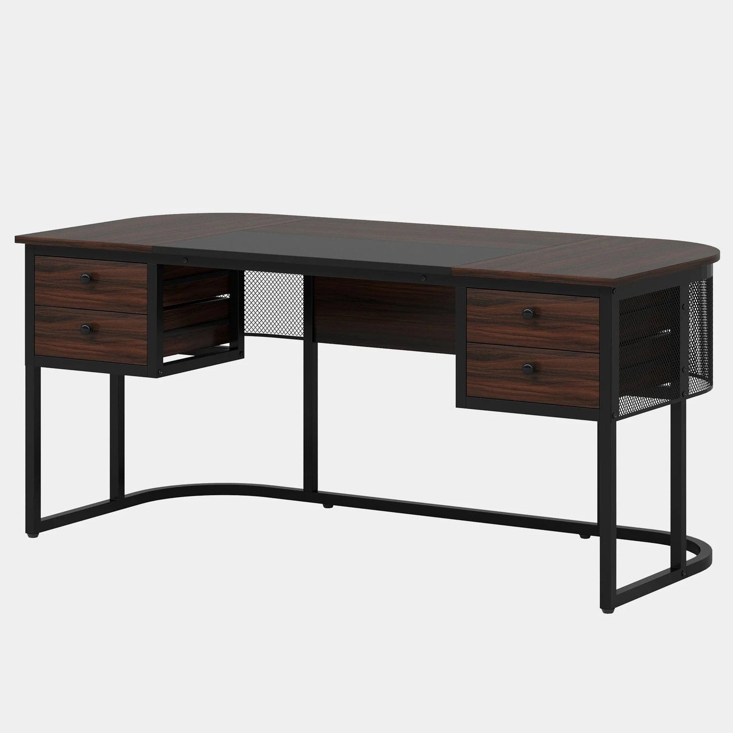 Bureau bois et noir 4 tiroirs
