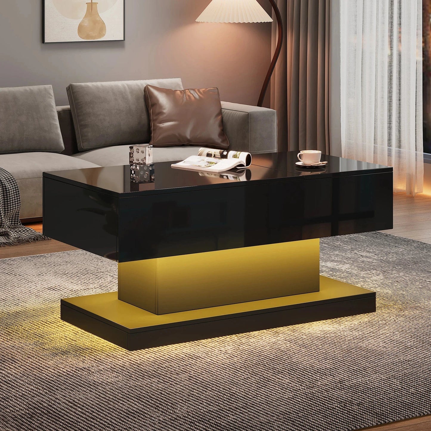 Table basse bois deux plateaux