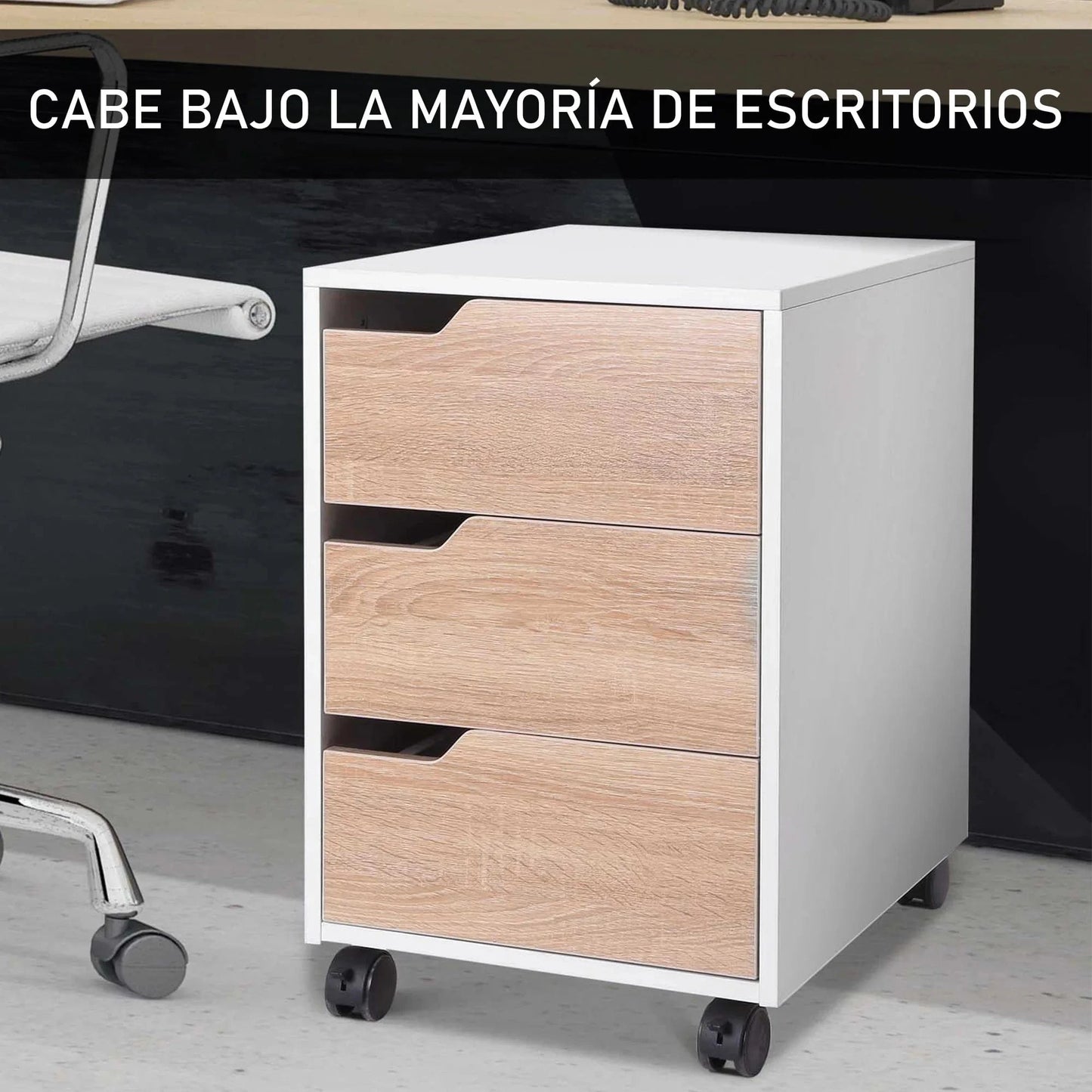 Caisson bureau blanc et bois