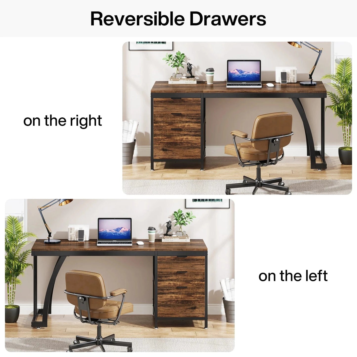 Bureau bois et metal noir