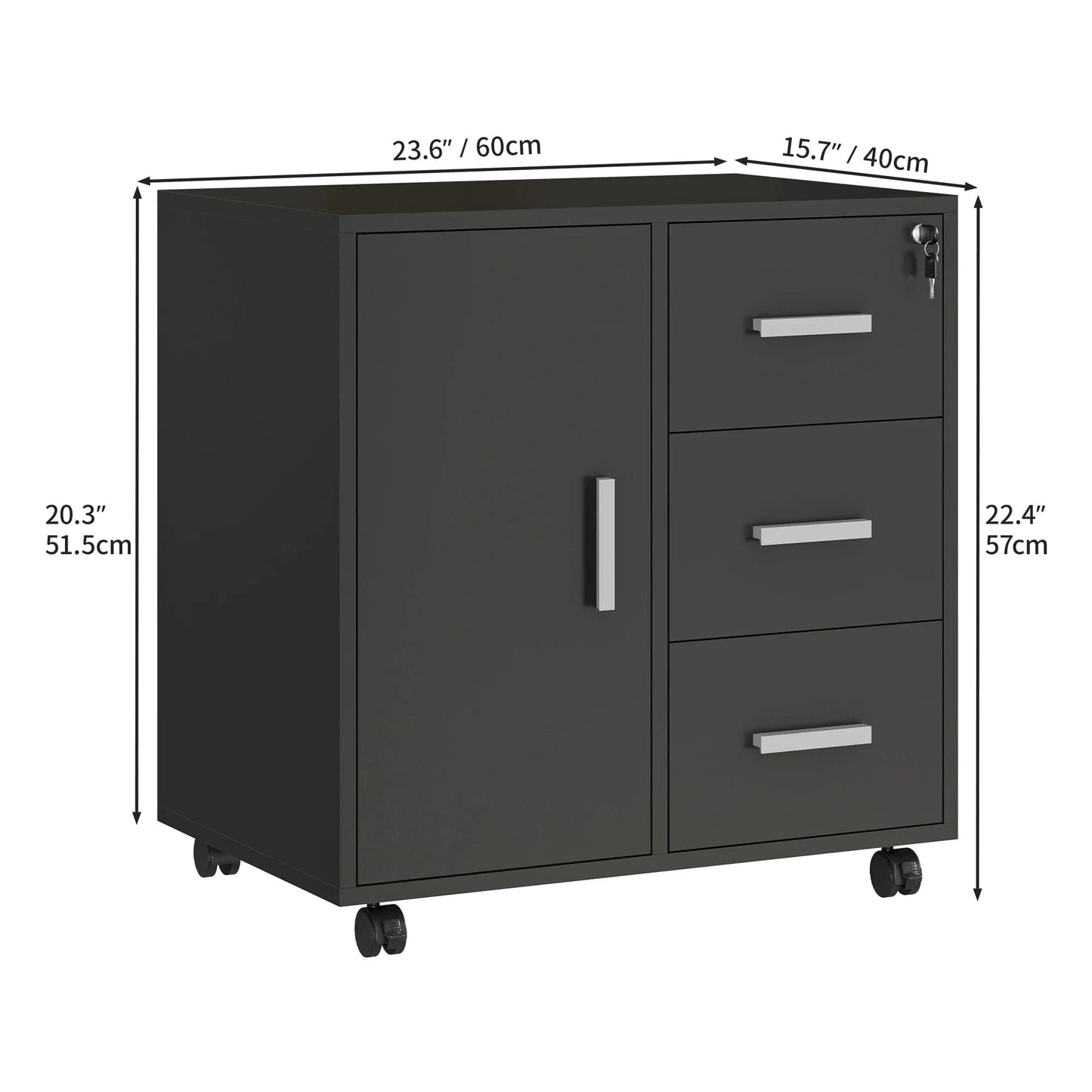 Gros caisson de bureau noir 3 tiroirs