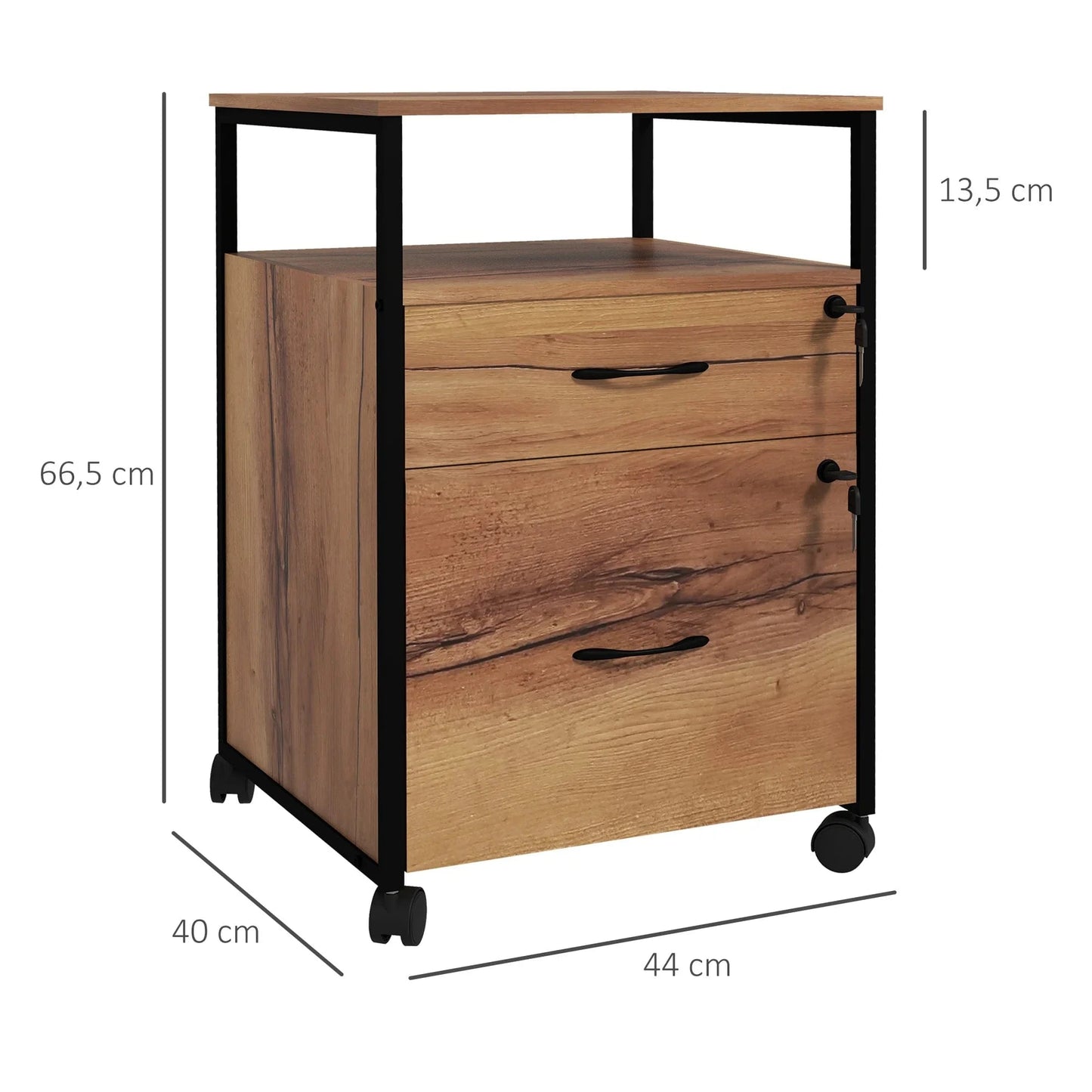 Caisson bureau à tiroirs en bois