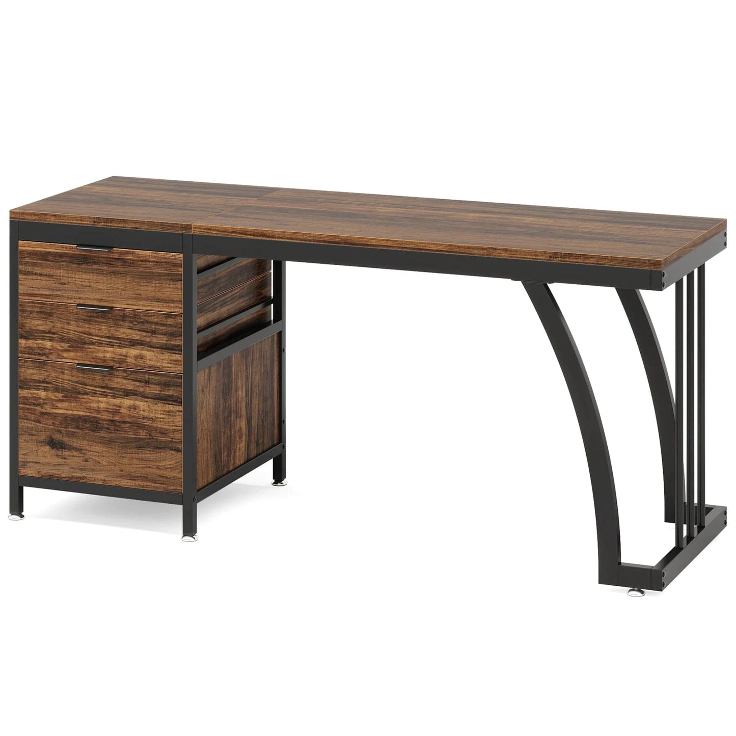 Bureau bois et metal noir
