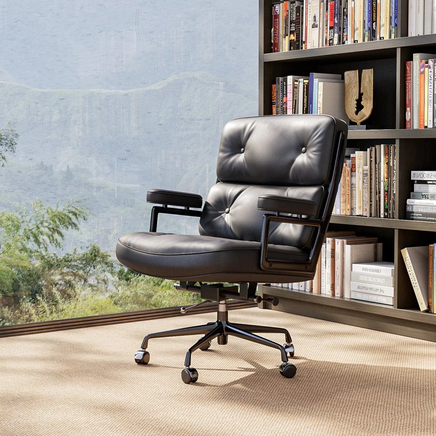 Chaise de bureau en cuir vintage