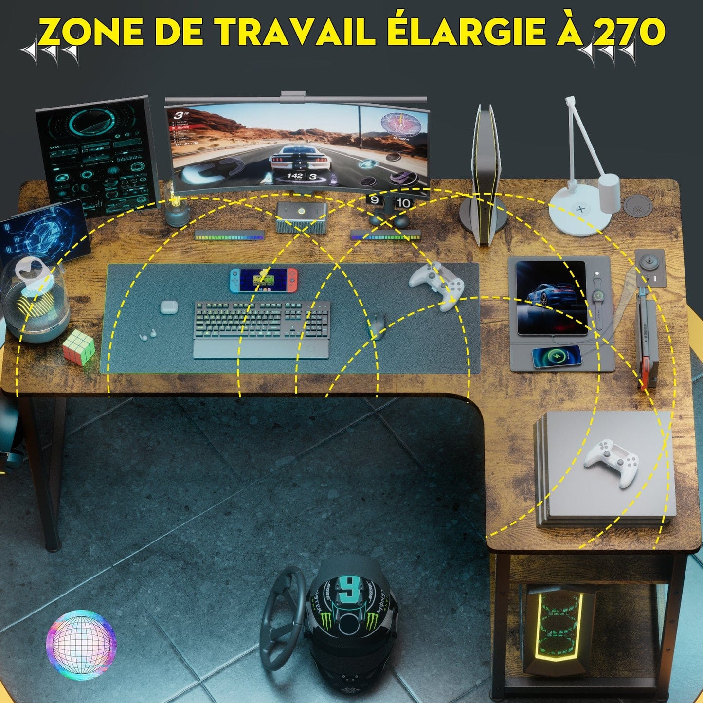 Bureau gamer angle 100 x 50 cm