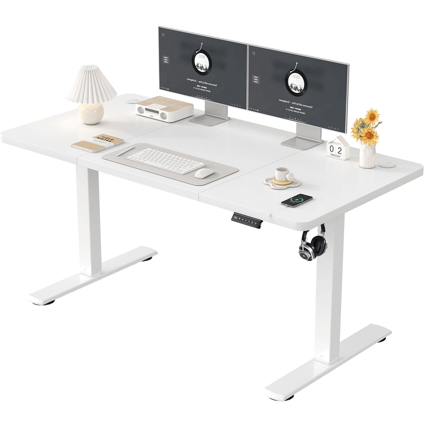 Bureau assis debout blanc 140 x 60 cm