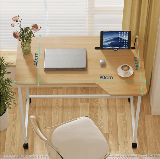 Bureau pliable petit espace blanc sur roulettes silencieuses