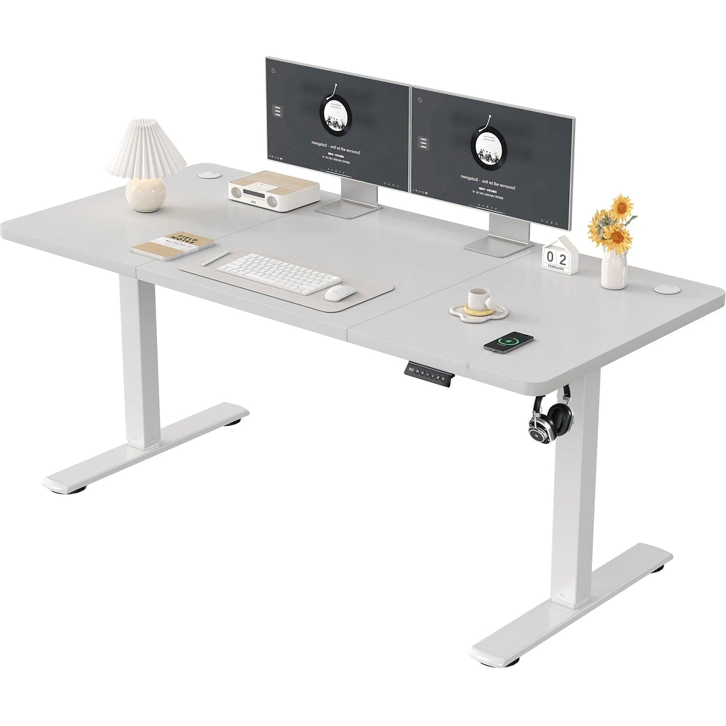 Bureau assis debout blanc 140 x 60 cm