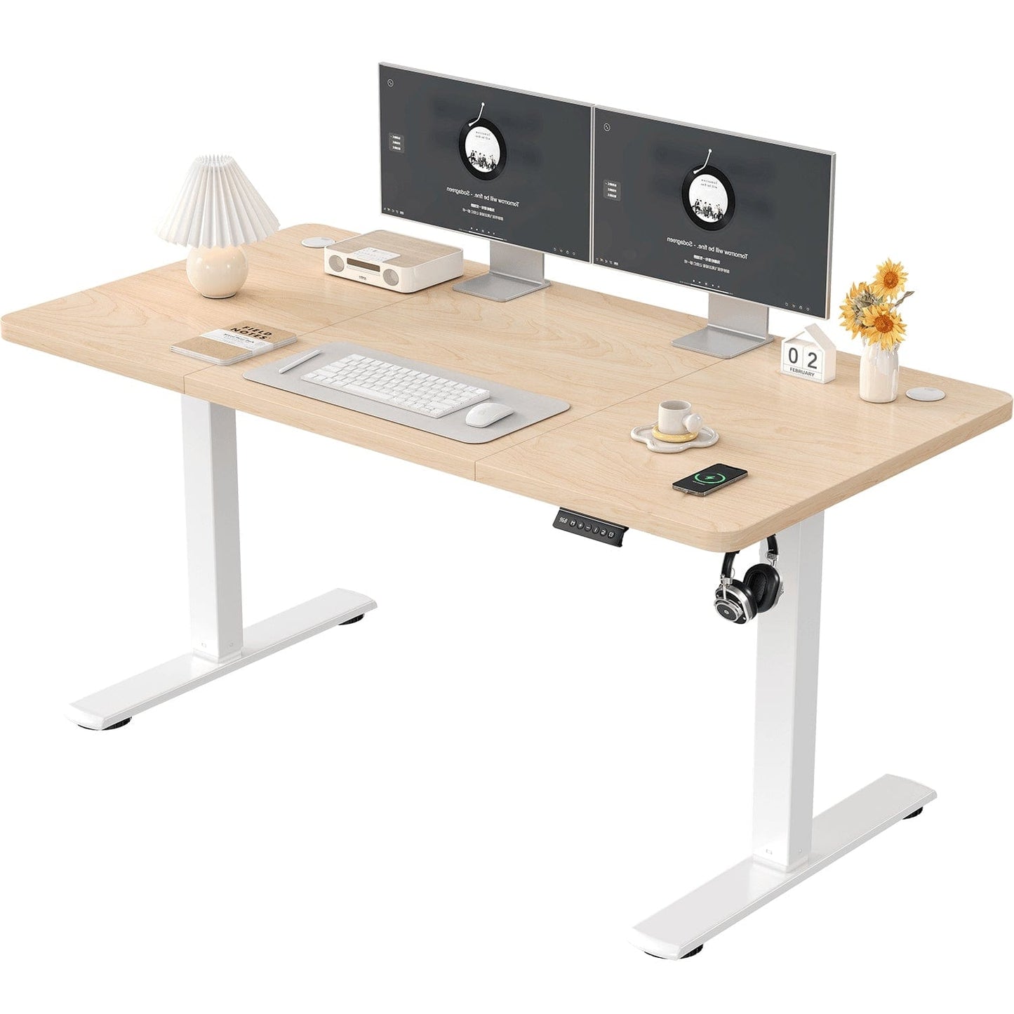 Bureau assis debout blanc 140 x 60 cm