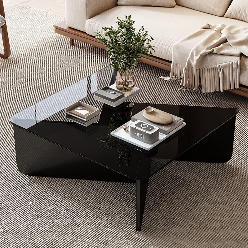 Table basse en verre trempé 80 cm x 80 cm