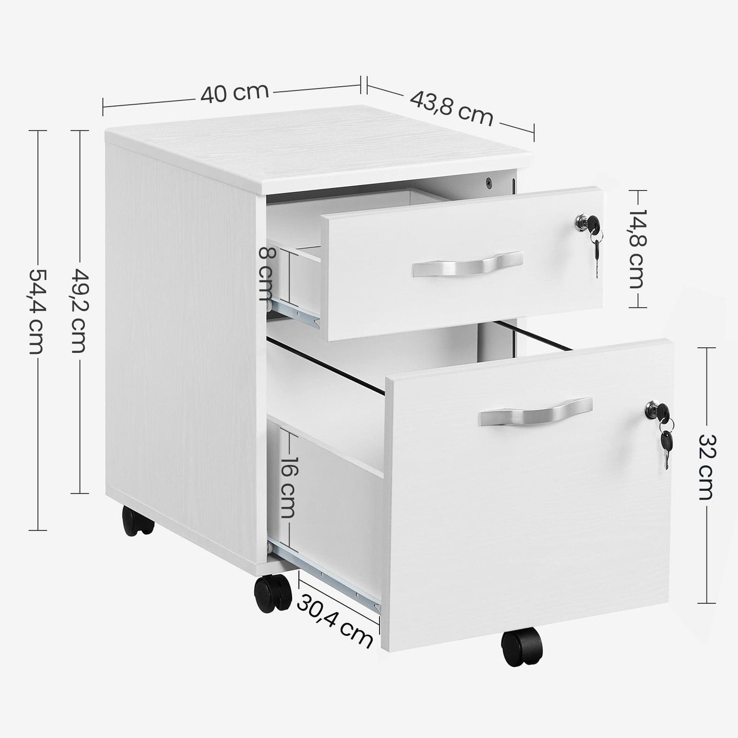 Caisson bureau avec serrure