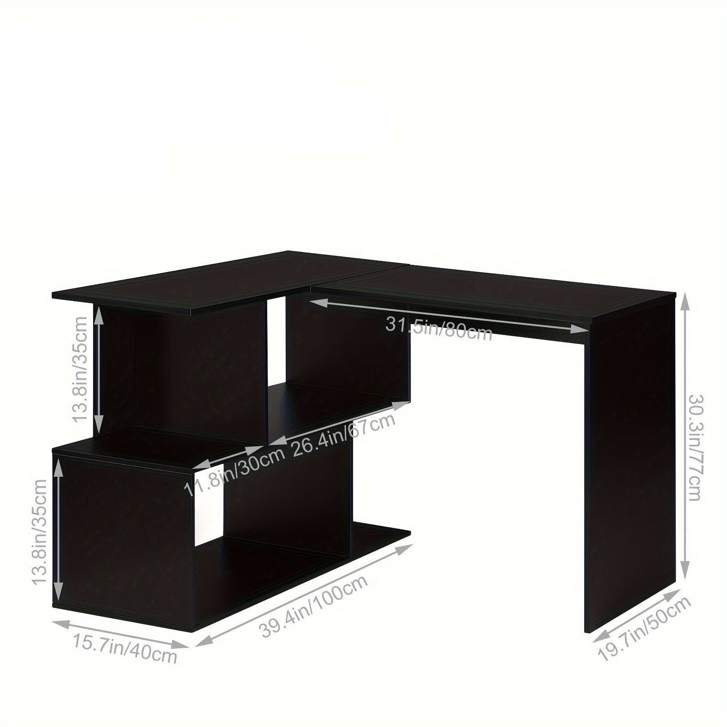 Bureau d'angle en bois avec étagère 120 x 100 cm