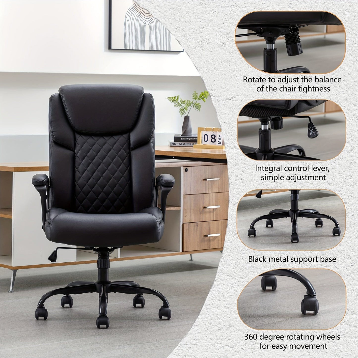 Chaise de bureau simili cuir