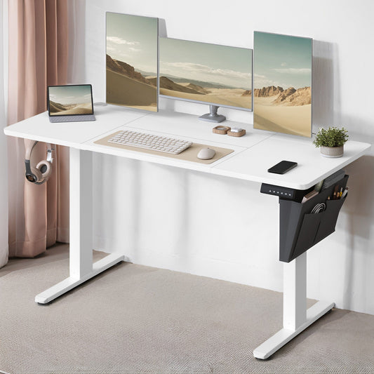 Bureau assis debout pro blanc 140 x 60 cm