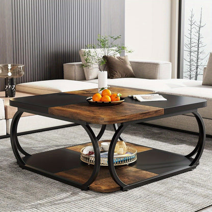 Table basse bois et acier noir